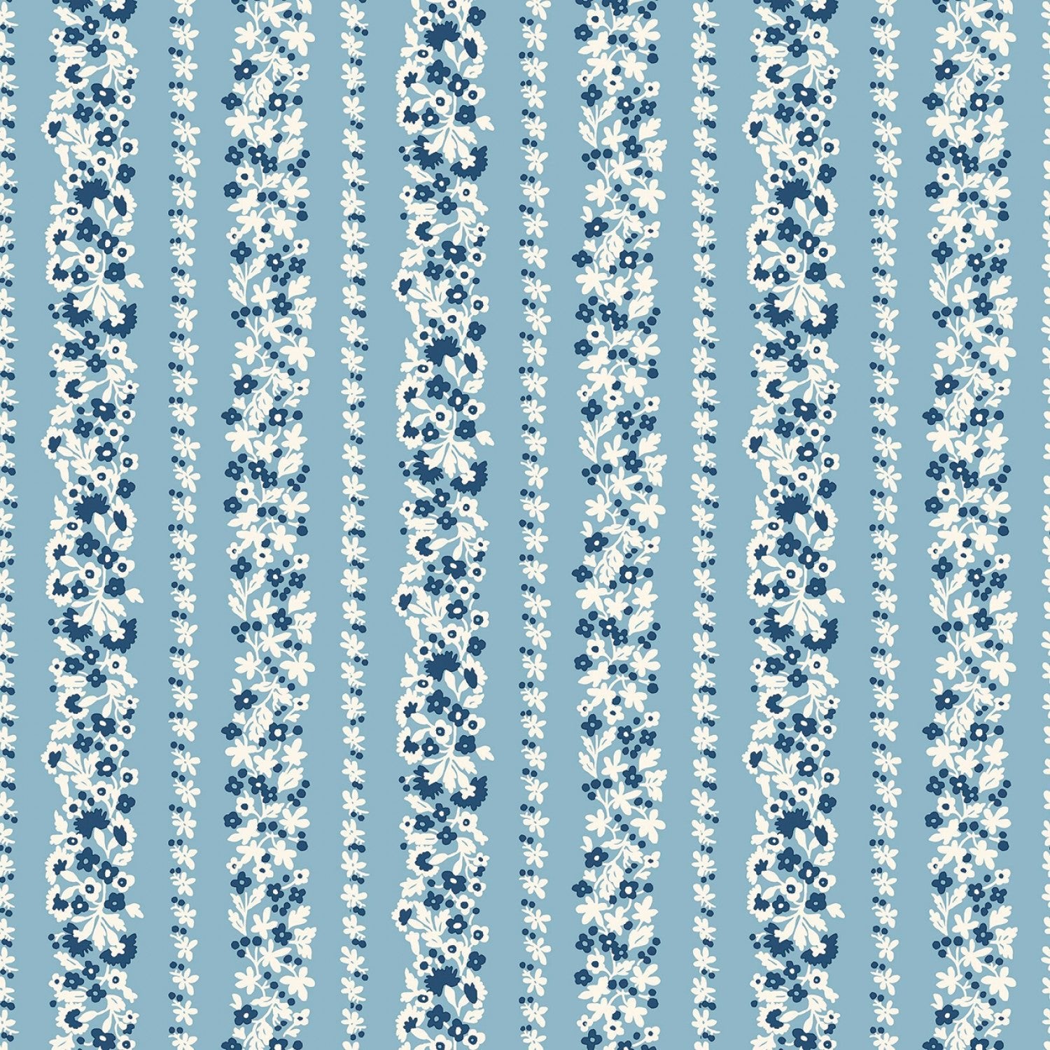 Liberty of LondonDenim Florals Quilt Fabric Topiary Stripe CornflowerFabric
