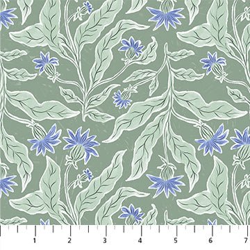 FIGO FabricsGolden Hour Thistles GreenFabric