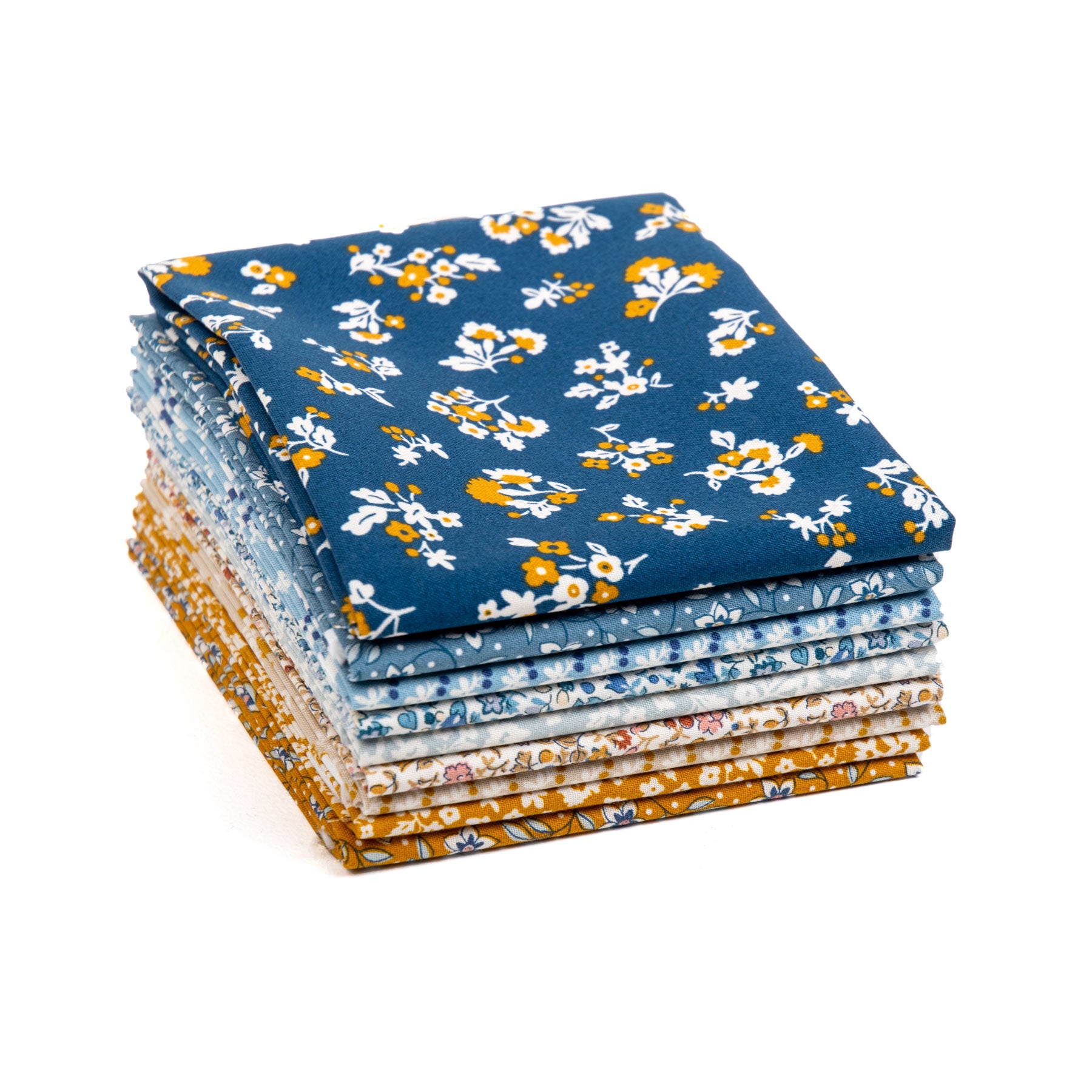Denim Florals Fat 1/4 Fabric Bundle (11 piece)