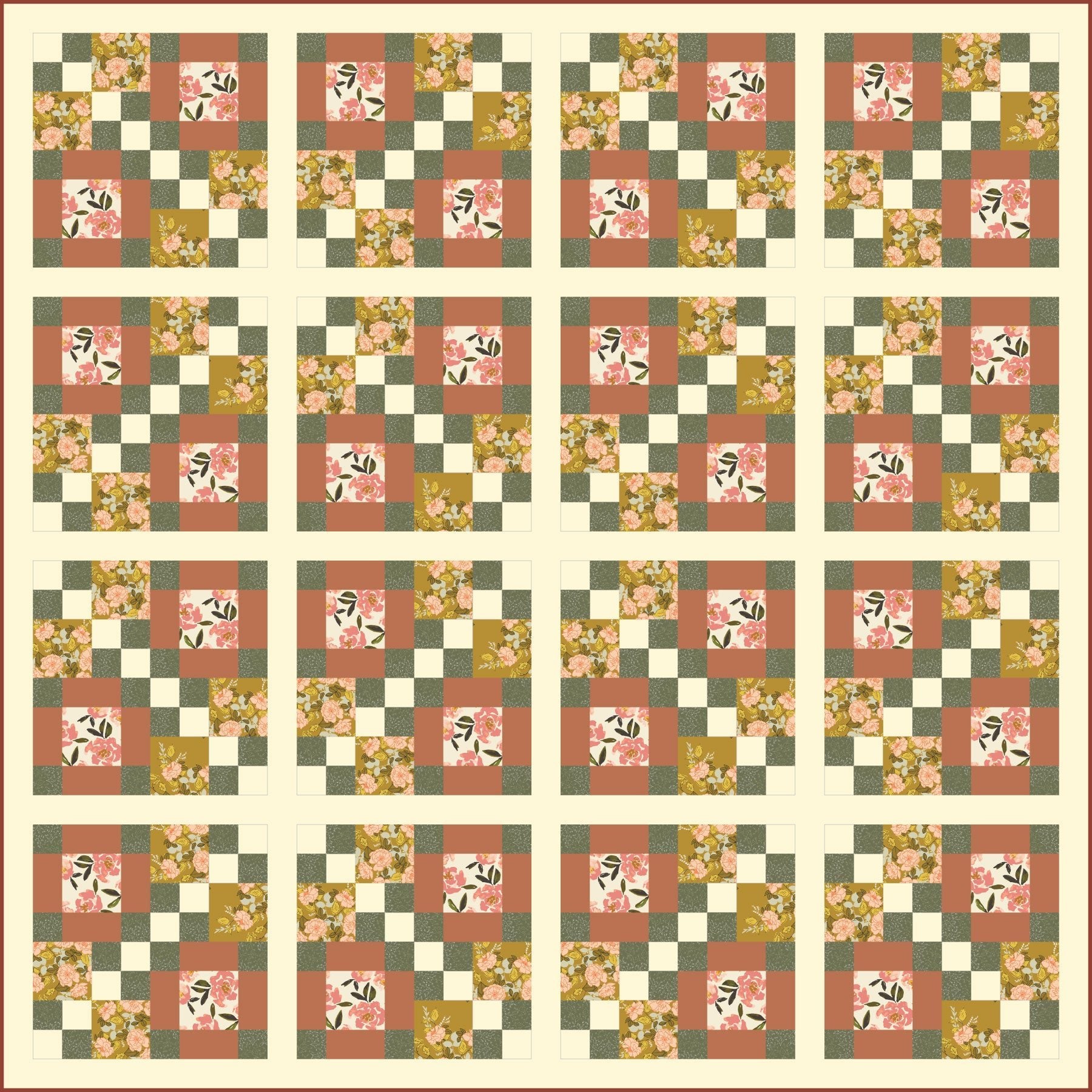 Art Gallery FabricsRose Garden Laura's 4 - Patch Large Throw Fabric KitQuilt Kits