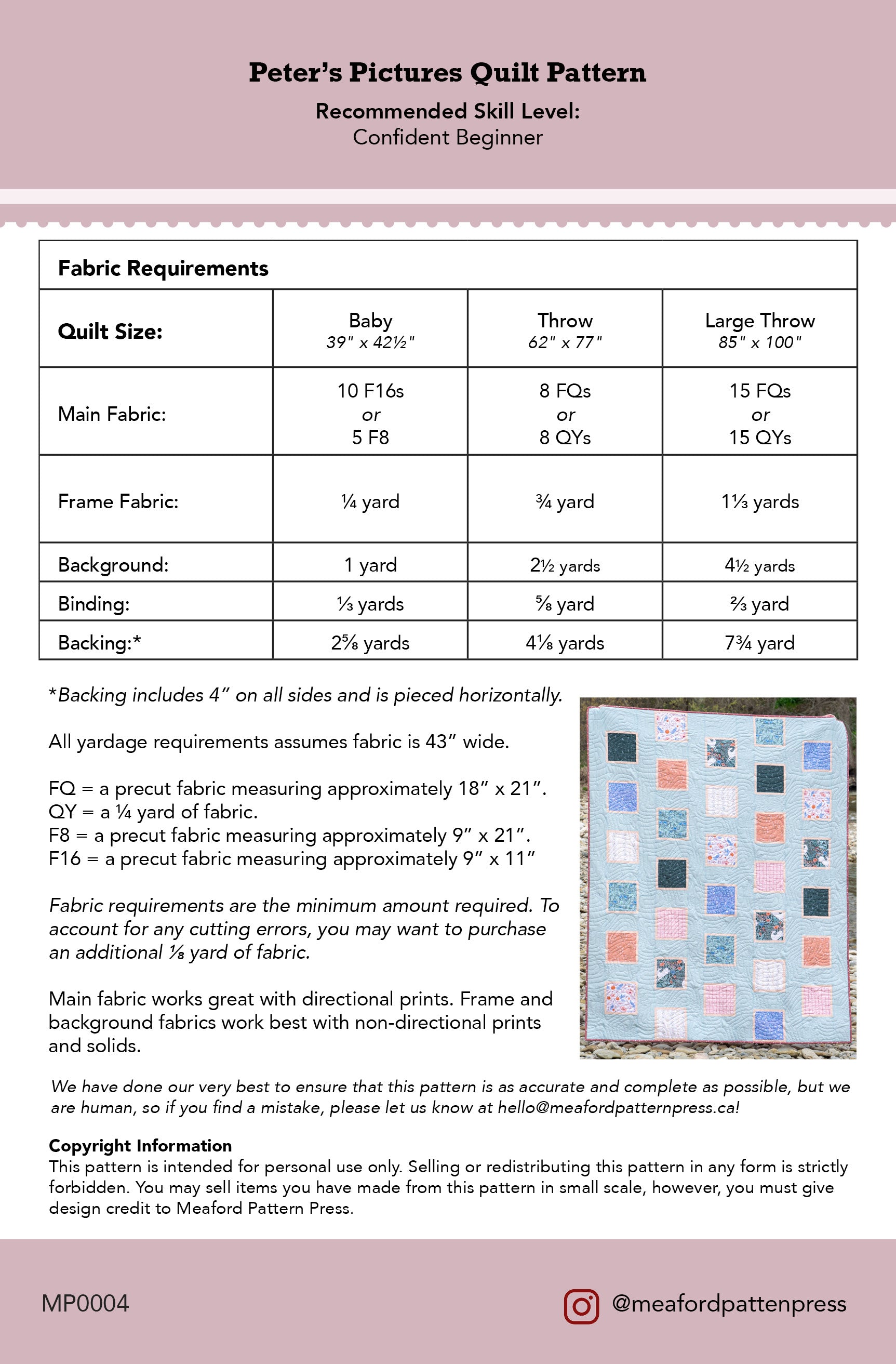 Peter's Pictures Quilt Pattern