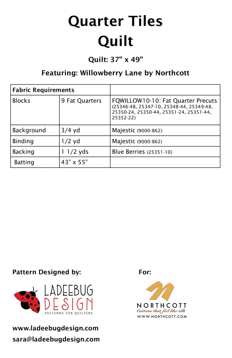 Quarter Tiles Quilt Pattern
