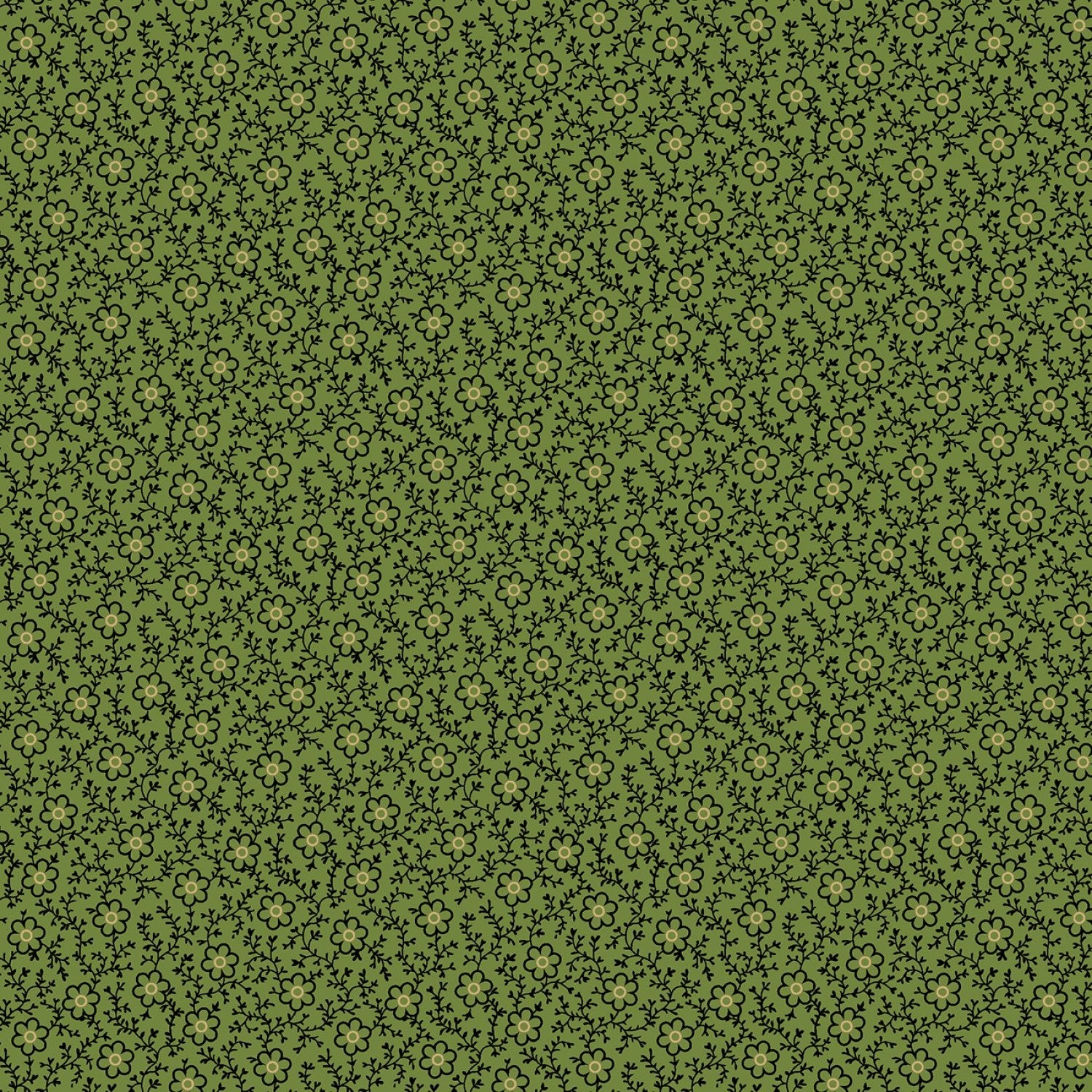 Marcus FabricsPaula's Companions Quilt Fabric Flower Vine GreenFabric