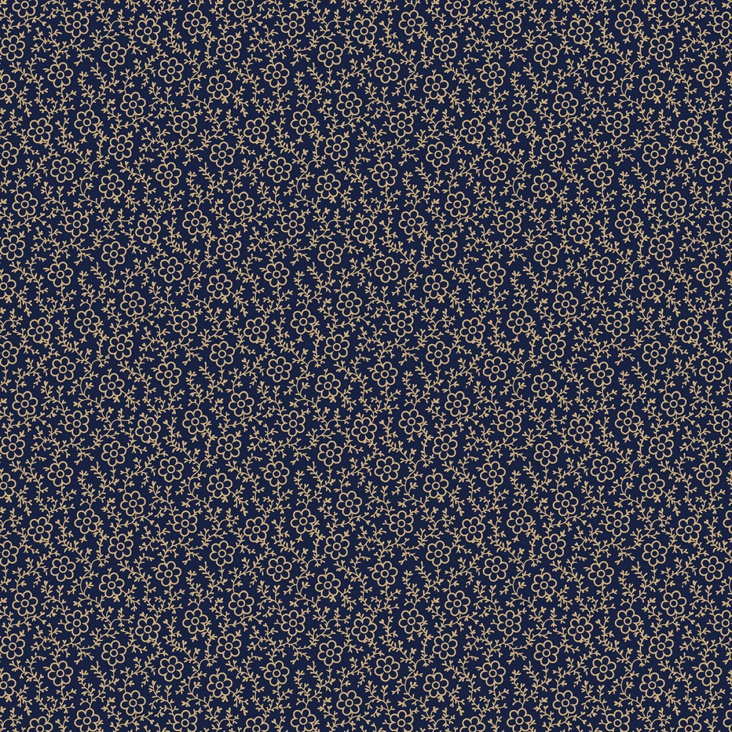 Marcus FabricsPaula's Companions Quilt Fabric Flower Vine NavyFabric