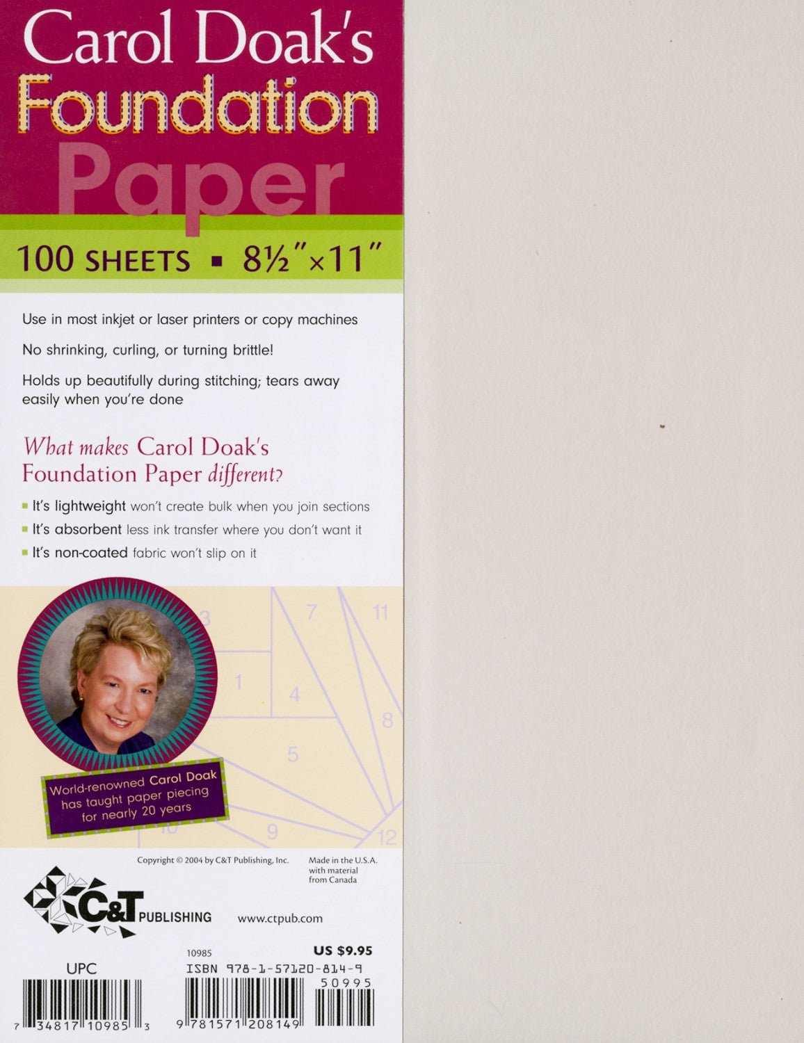 C & T PublishingFoundation Paper 100 sheets 8.5in. x 11in.Foundation Paper