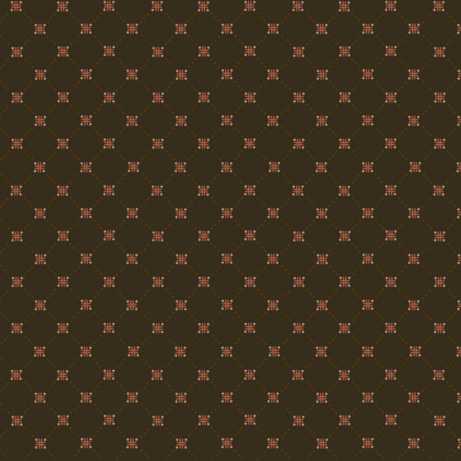 Henry GlassChocolate Covered Cherries Quilt Fabric Cross Hatch ChocolateFabric