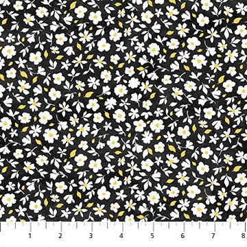 NorthcottWindsong Quilt Fabric Mini Floral BlackFabric