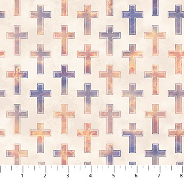 The Lion and the Lamb Fabric Large Crosses Multi