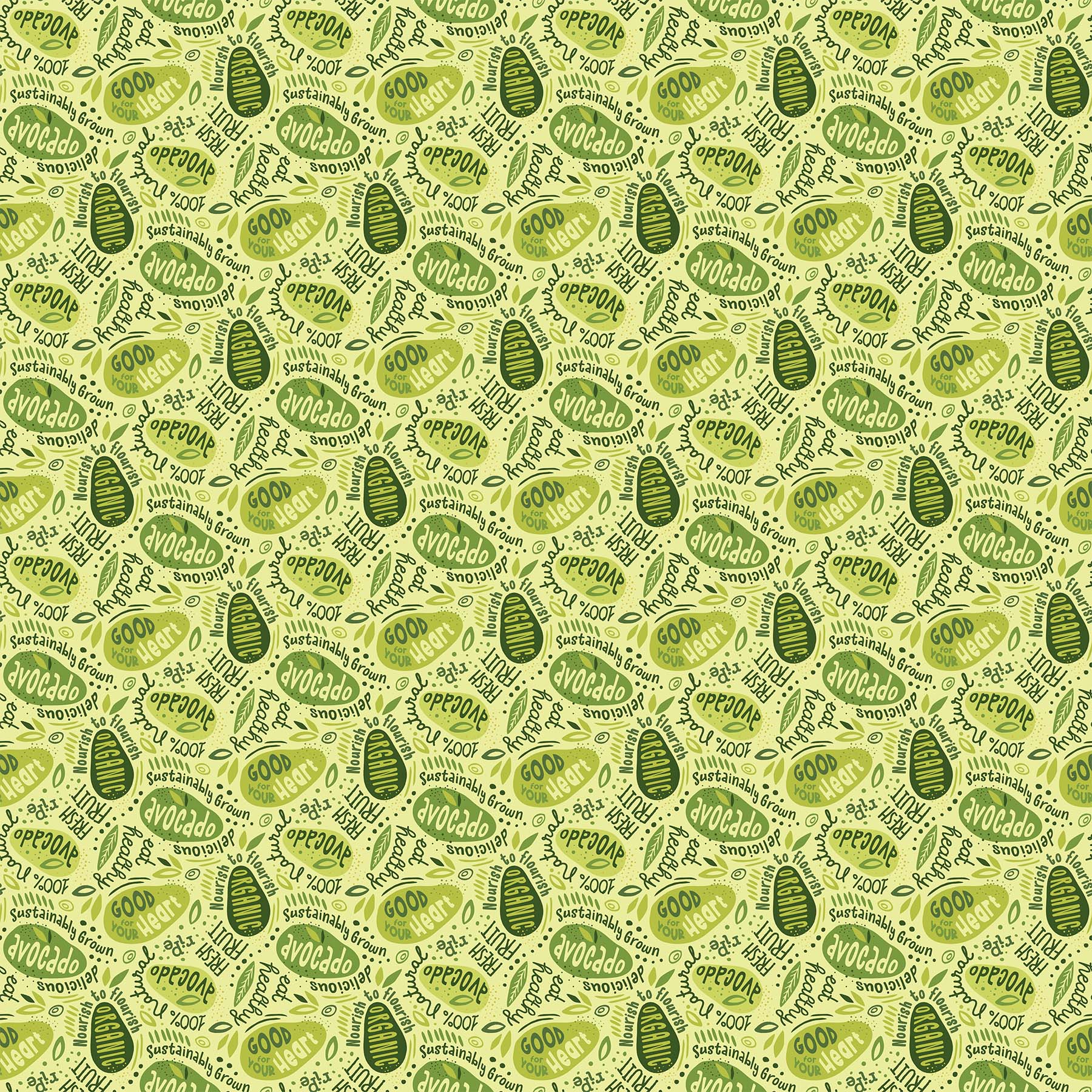 NorthcottAvocado Love Quilt Fabric Words ChartreuseFabric