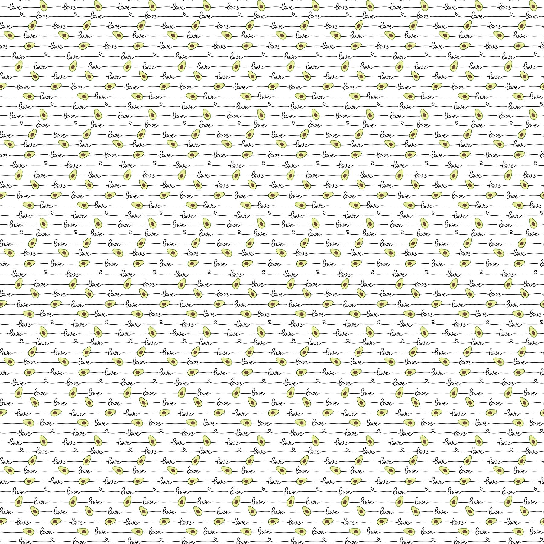 NorthcottAvocado Love Quilt Fabric Fabric Stripe WhiteFabric