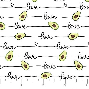 NorthcottAvocado Love Quilt Fabric Fabric Stripe WhiteFabric