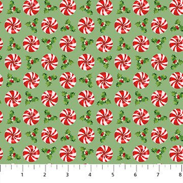 NorthcottPeppermint Candy Fabric Starmints GreenFabric