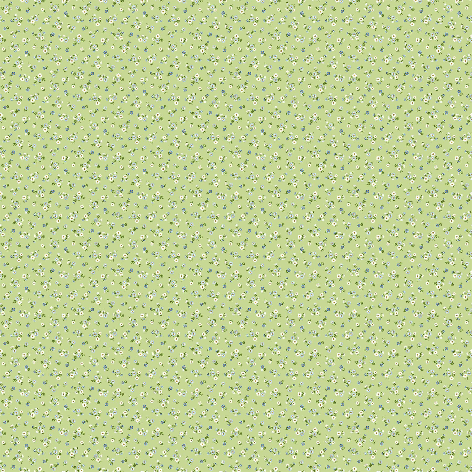 NorthcottSomething Blue Quilt Fabric Calico GreenFabric