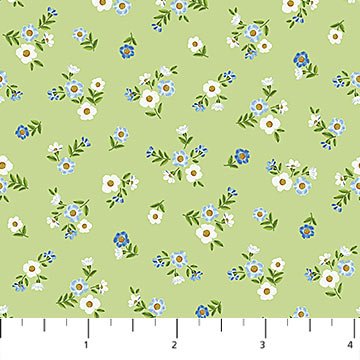 NorthcottSomething Blue Quilt Fabric Calico GreenFabric