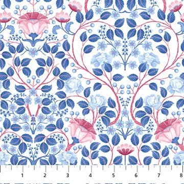 NorthcottWillowberry Lane Quilt Fabric Flowers WhiteFabric