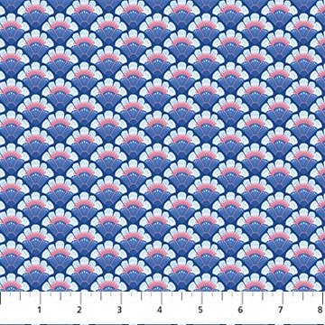 NorthcottWillowberry Lane Quilt Fabric Fans BlueFabric