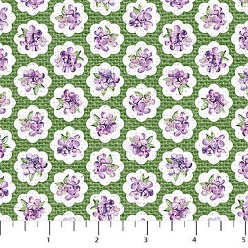 NorthcottLilac Garden Quilt Fabric Medallions GreenFabric