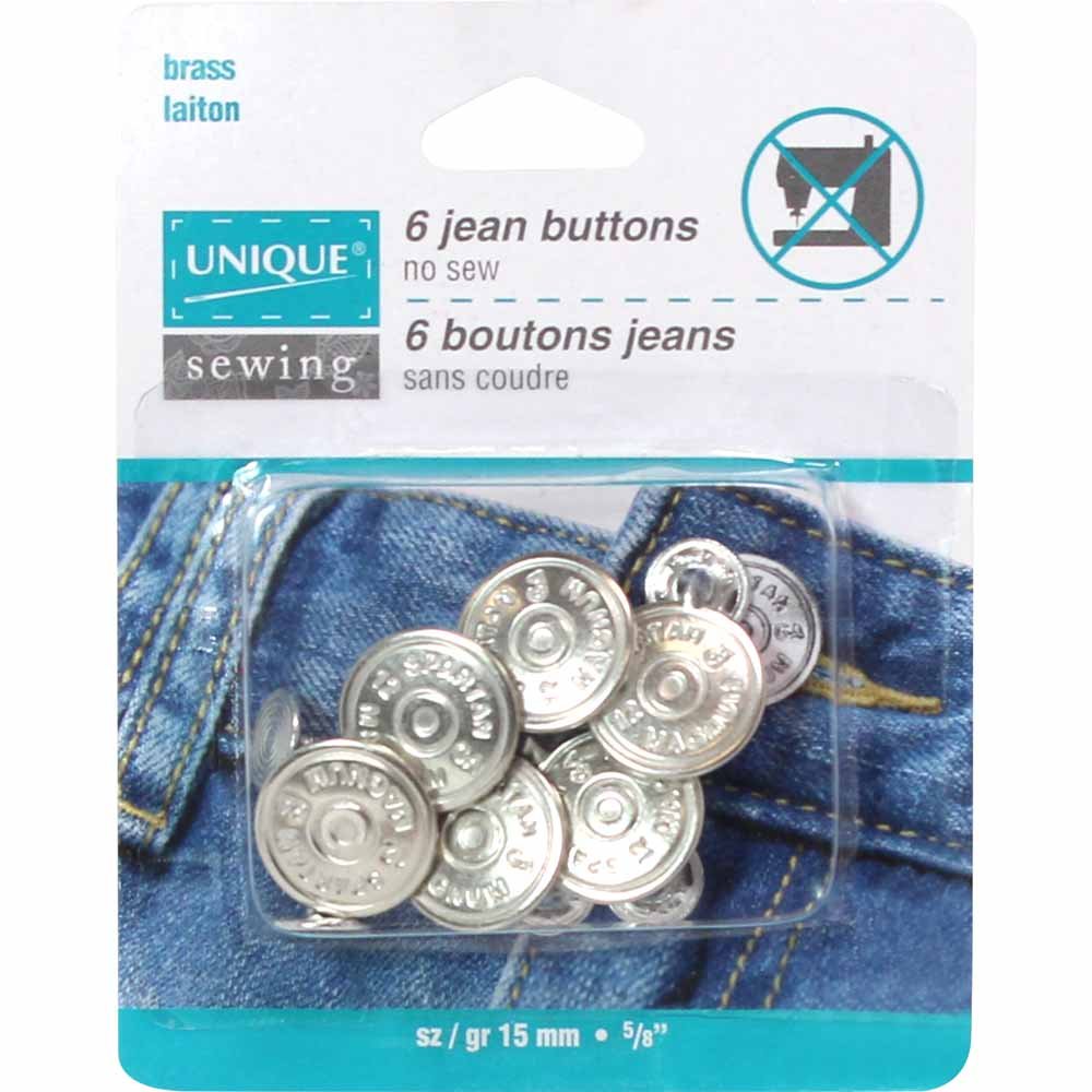 UNIQUE15mm Jean Buttons 6ctButtons & Snaps