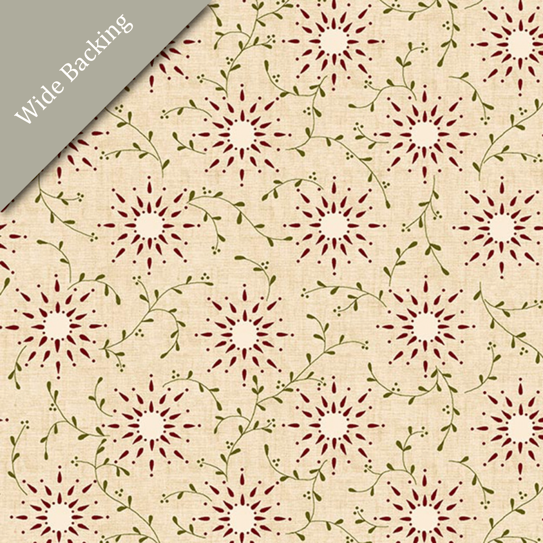 Henry Glass108in. Wide Backing Quilt Fabric Prairie Vine CreamWide Backing
