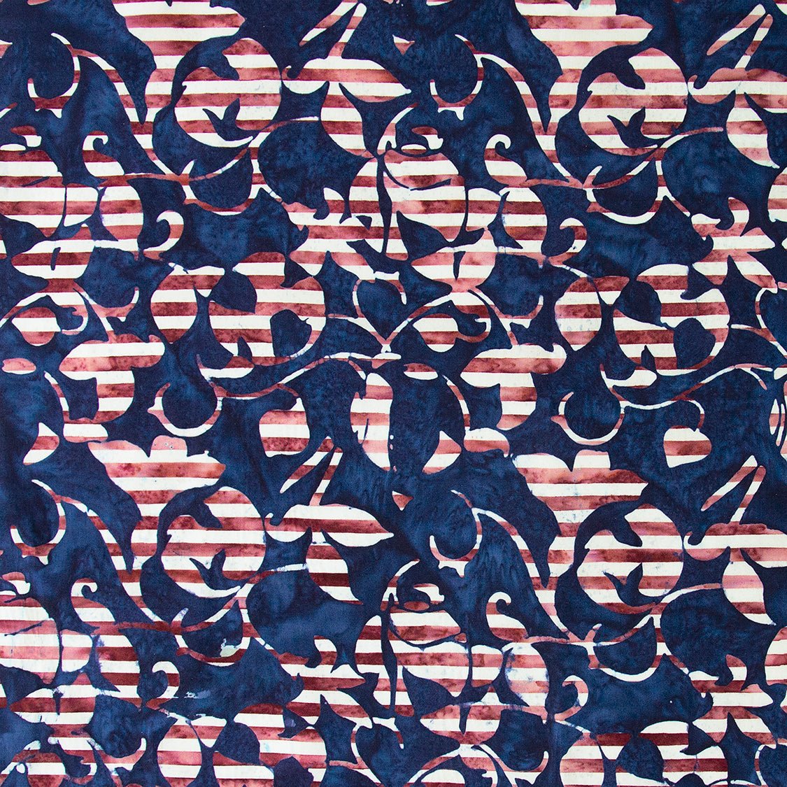 Banyan BatiksCherry Blossoms Batik Fabric Stripes BlueFabric
