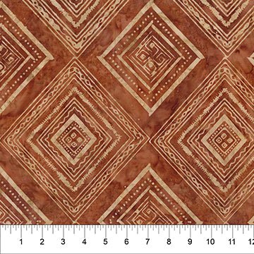Banyan BatiksTile Work Batik Quilt Fabric Chestnut Tiles BrownFabric
