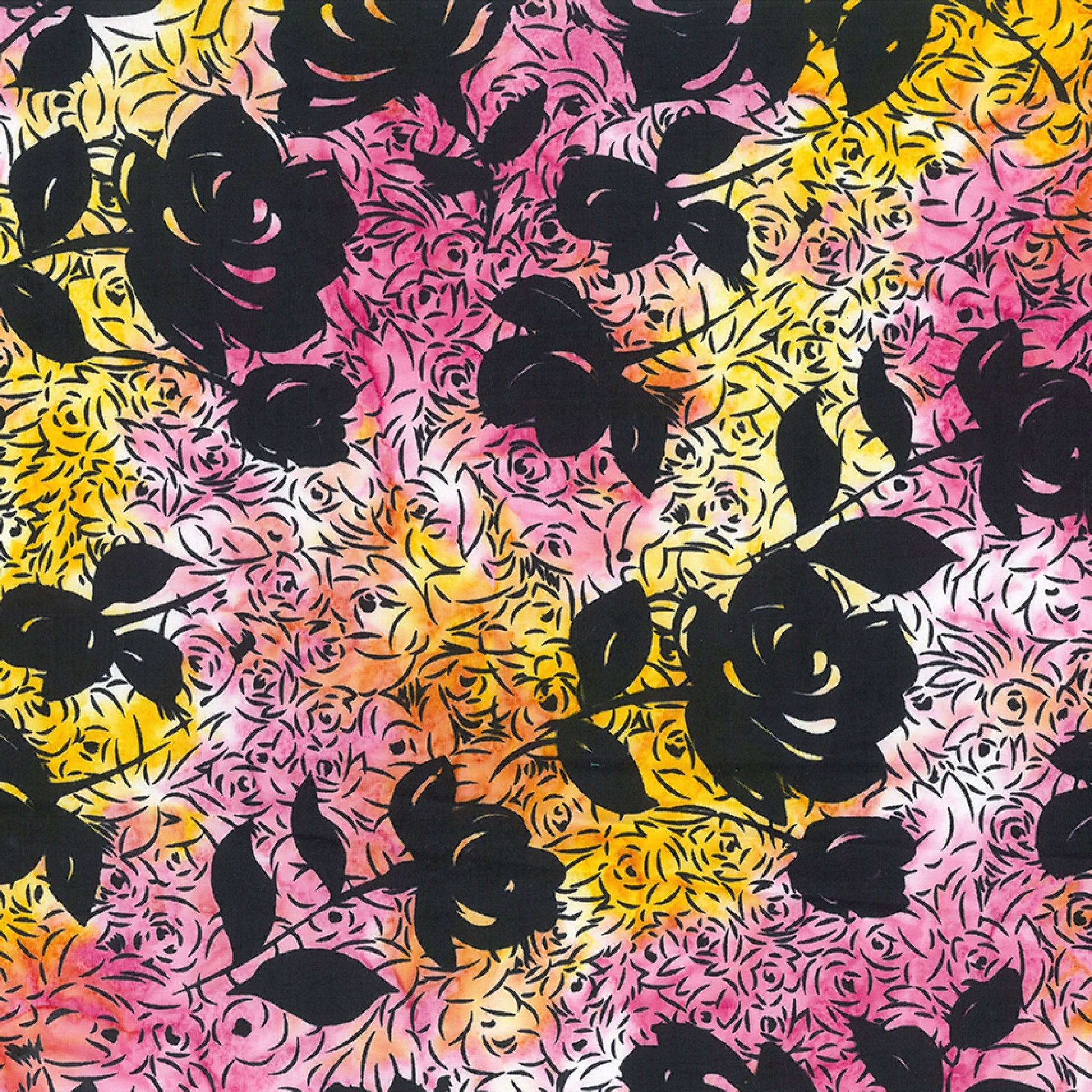 Banyan BatiksRaindrops on Roses Batik Quilt Fabric Silhouette MultiFabric