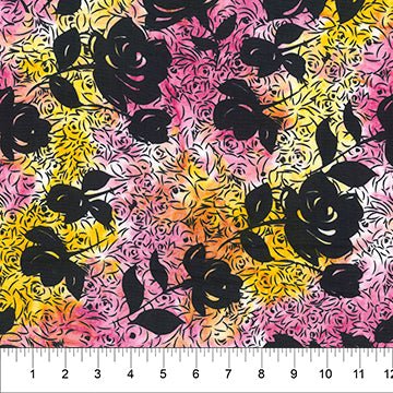 Banyan BatiksRaindrops on Roses Batik Quilt Fabric Silhouette MultiFabric
