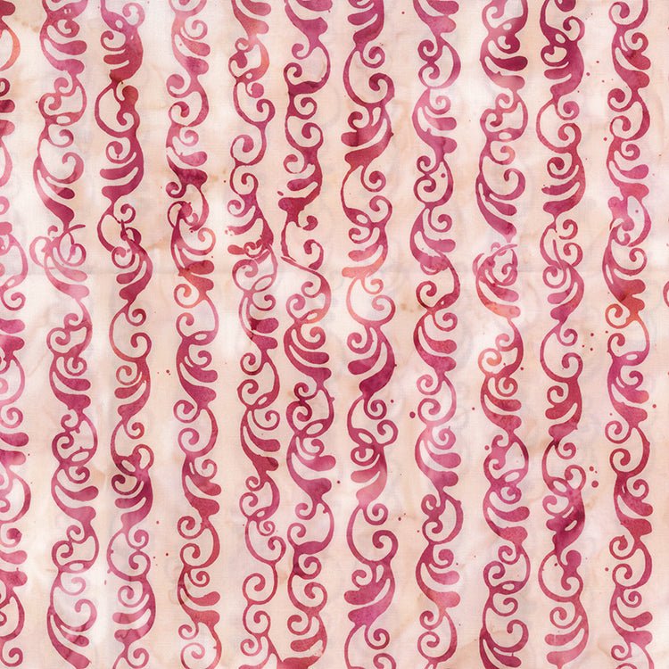 Banyan BatiksLa Vie en Rose Batik Quilt Fabric Stripes of Swirls BlushFabric