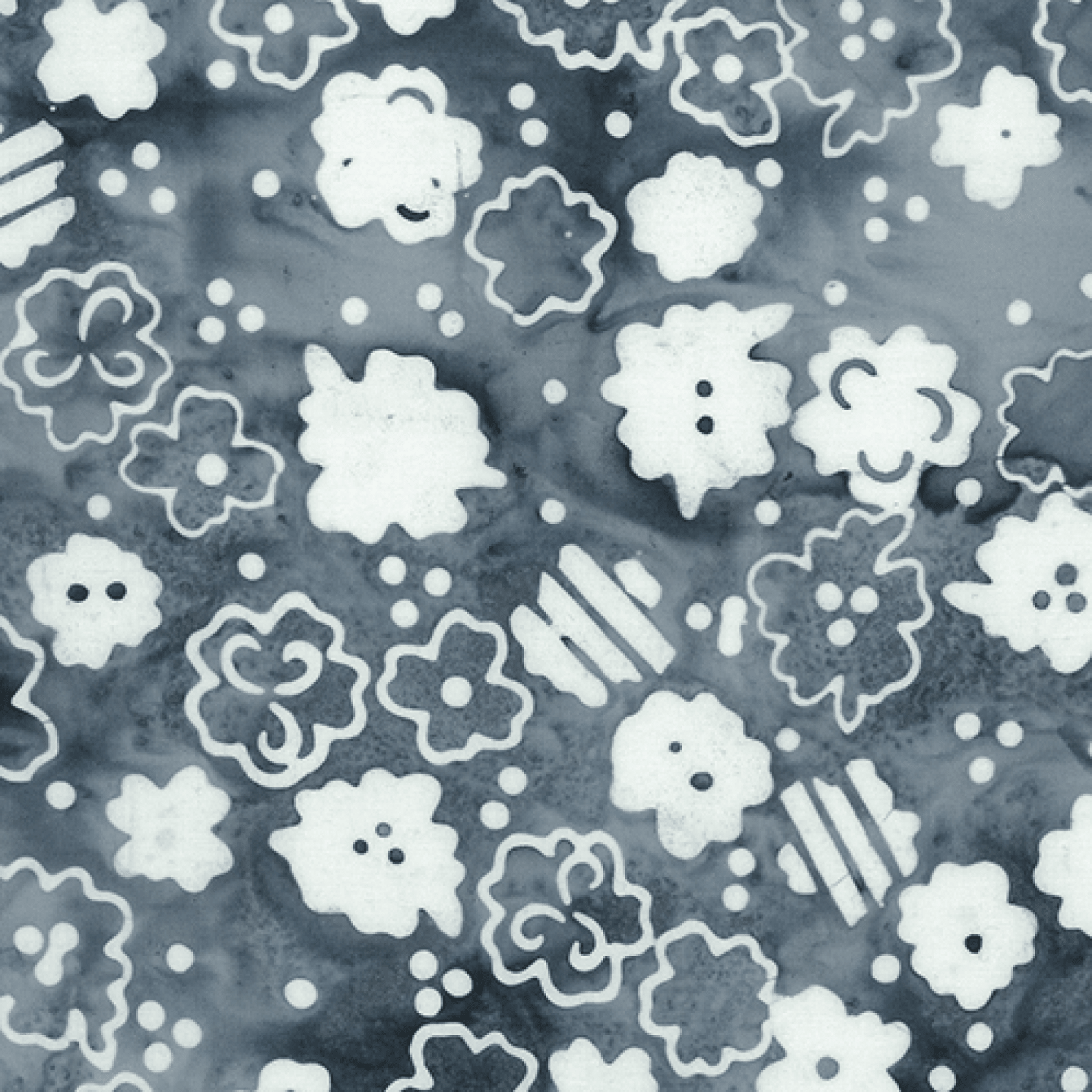 Banyan BatiksBandana Canada Batik Quilt Fabric Floral Toss Smoke*Discontinued