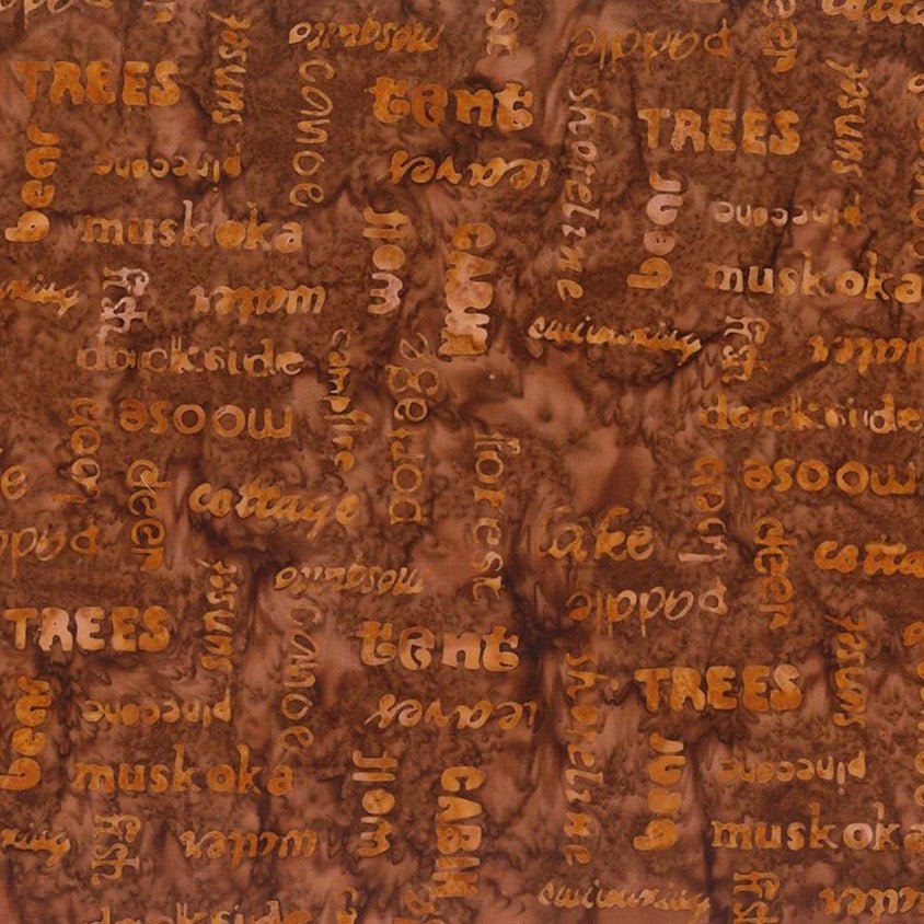 Banyan BatiksCanoe Lake Batik Quilt Fabric Words Sponge ToffeeFabric