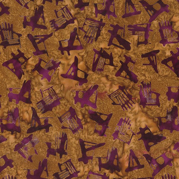 Banyan BatiksCanoe Lake Batik Quilt Fabric Tossed Chairs Sponge ToffeeFabric