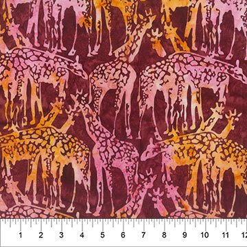 Banyan BatiksOn The Wild Side Batik Quilt Fabric Giraffes Burnt OrangeFabric
