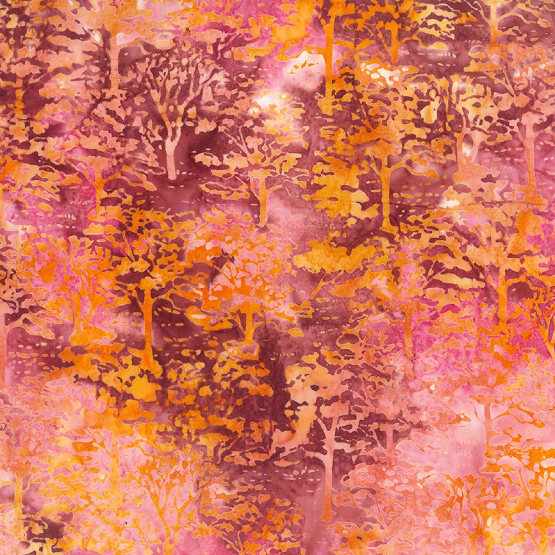 Banyan BatiksOn The Wild Side Batik Quilt Fabric Trees Burnt OrangeFabric