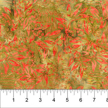 Banyan BatiksChanging Seasons Batik Fabric Floral Branched GingerFabric