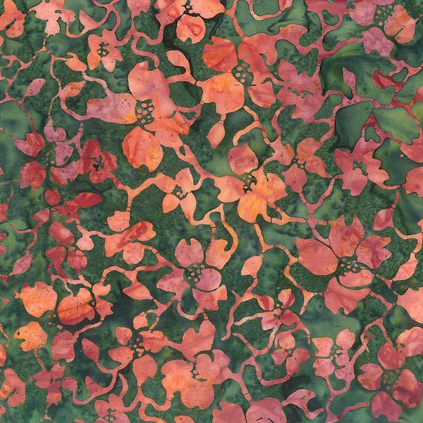 Banyan BatiksChanging Seasons Batik Fabric Vines Forest GreenFabric