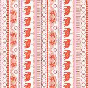 FIGO FabricsRing Toss Elephant Stripe PinkFabric