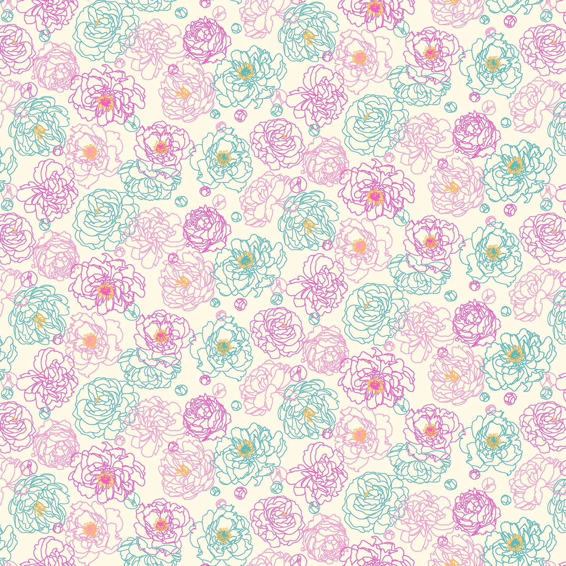FIGO FabricsPrimavera Quilt Fabric Roses CreamFabric