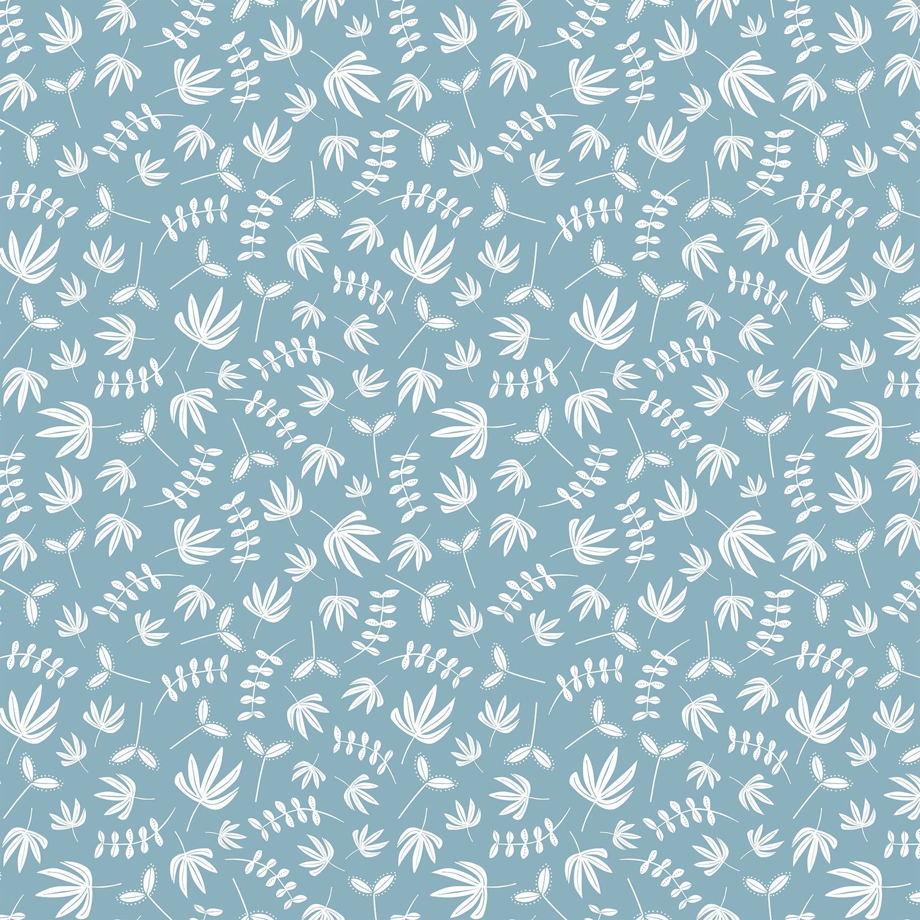 FIGO FabricsHand Stitched Quilt Fabric Plants BlueFabric