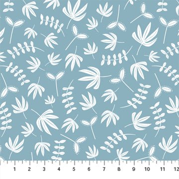 FIGO FabricsHand Stitched Quilt Fabric Plants BlueFabric
