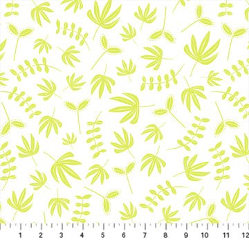 FIGO FabricsHand Stitched Quilt Fabric Plants WhiteFabric