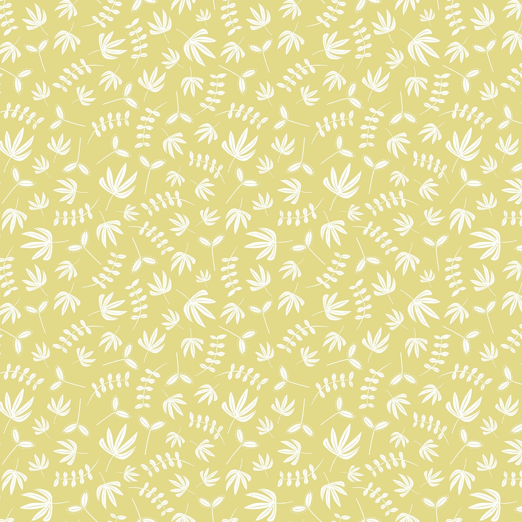 FIGO FabricsHand Stitched Quilt Fabric Plants GreenFabric