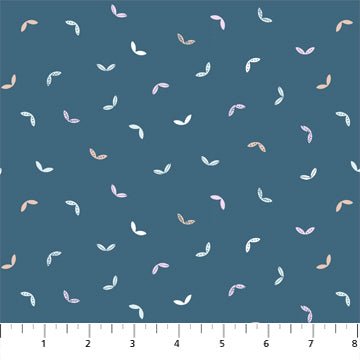 FIGO FabricsHand Stitched Quilt Fabric Tossed Leaves NavyFabric