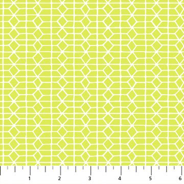 FIGO FabricsHand Stitched Quilt Fabric Hexies ChartreuseFabric