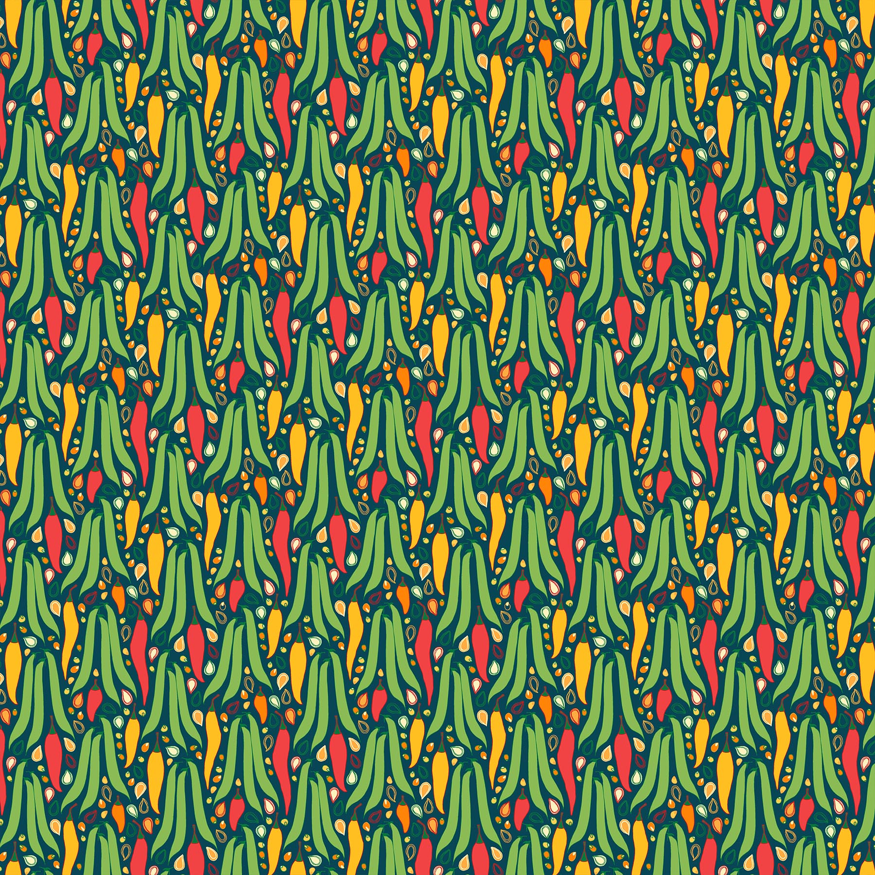 FIGO FabricsGrow Quilt Fabric Peppers TealFabric