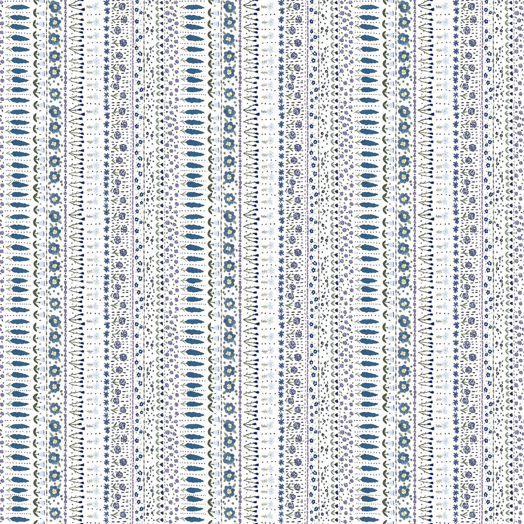 FIGO FabricsBirdwatch Quilt Fabric Floral Stripe WhiteFabric