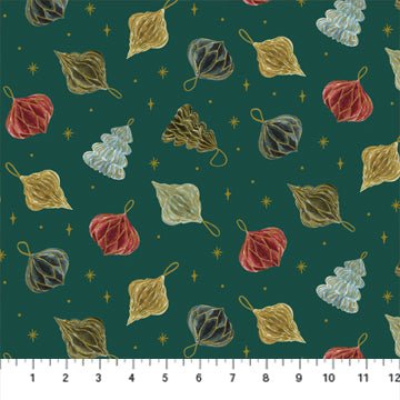 FIGO FabricsNoel Metallic Paper Ornaments GreenFabric