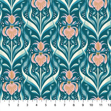FIGO FabricsPond Tales Quilt Fabric Iris TealFabric