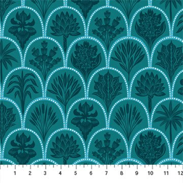 FIGO Fabrics Pond Tales Scallops Teal