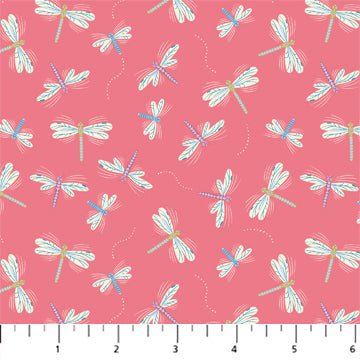 FIGO FabricsPond Tales Quilt Fabric Dragonflies PinkFabric