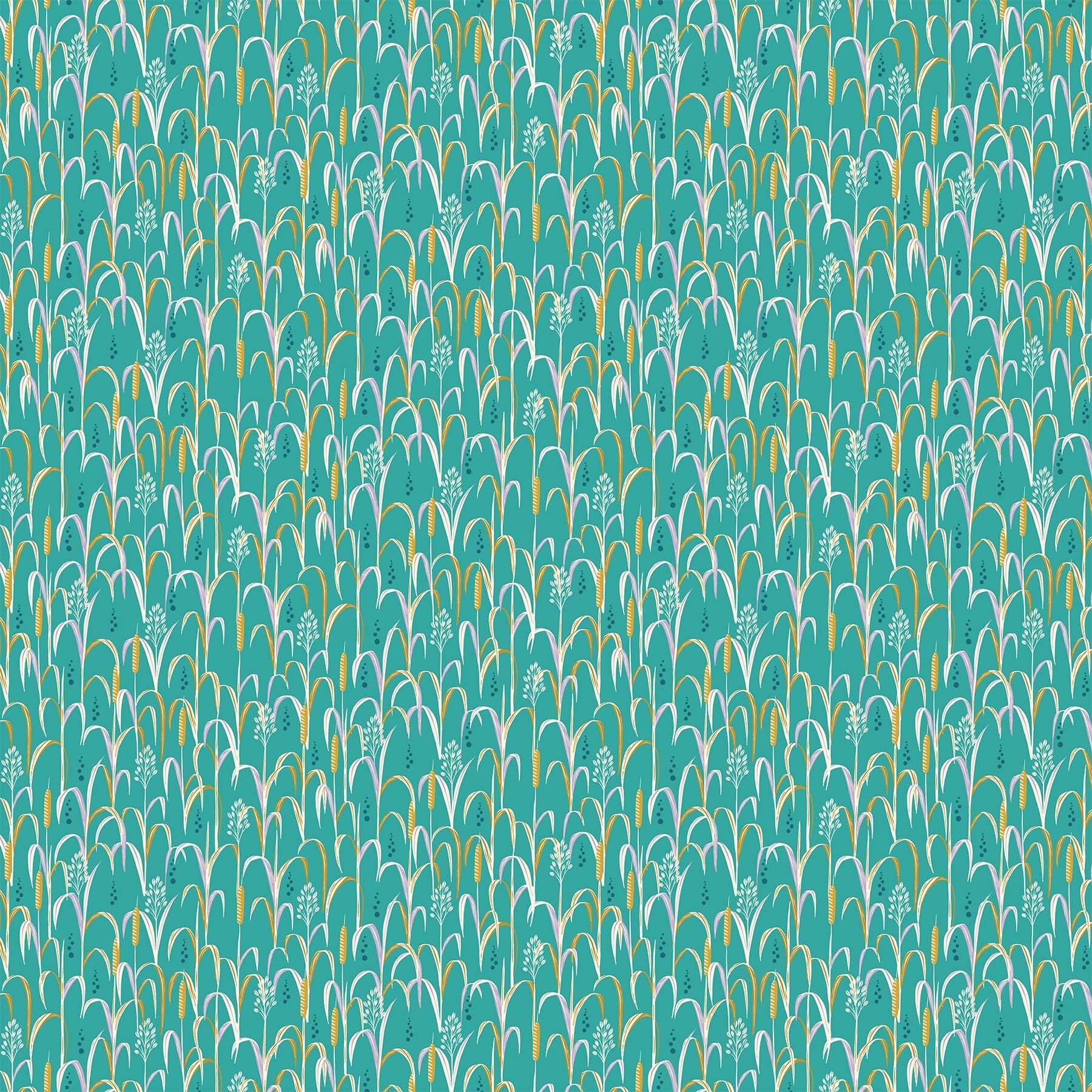 FIGO FabricsPond Tales Quilt Fabric Reeds TealFabric